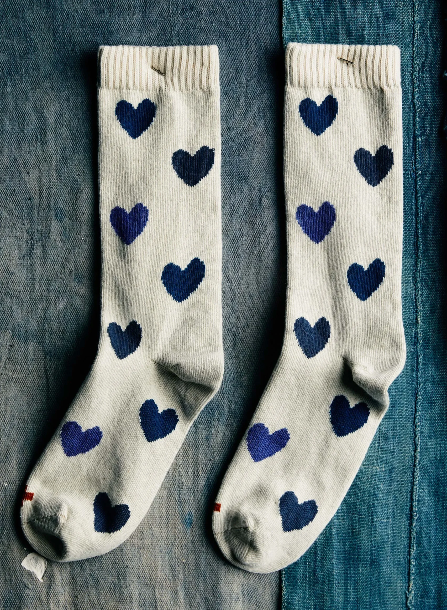 imogene + willie Blue Heart Sock In Natural|Women Accessories|Accessories