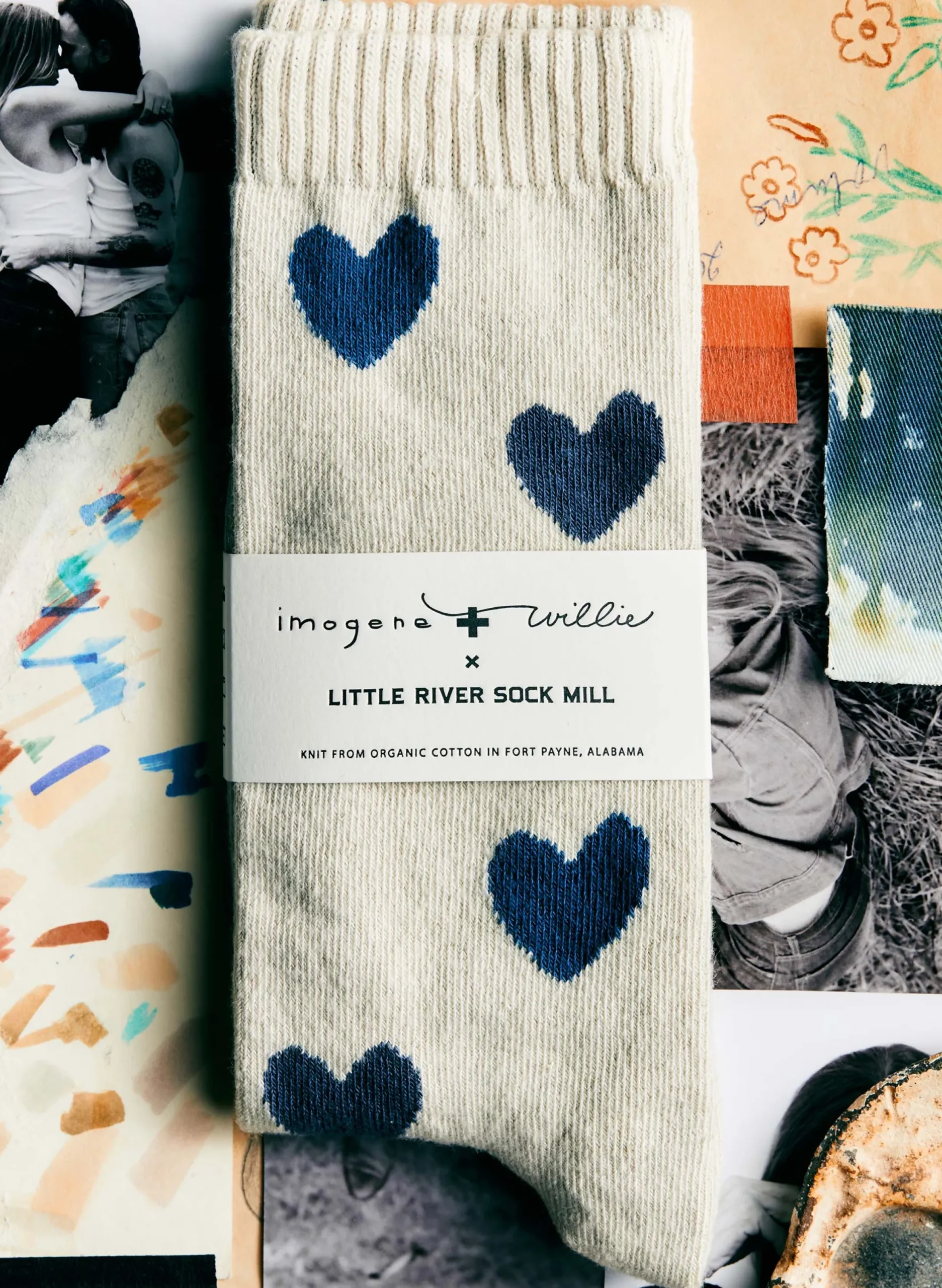 imogene + willie Blue Heart Sock In Natural|Women Accessories|Accessories