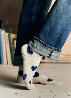 imogene + willie Blue Heart Sock In Natural|Women Accessories|Accessories