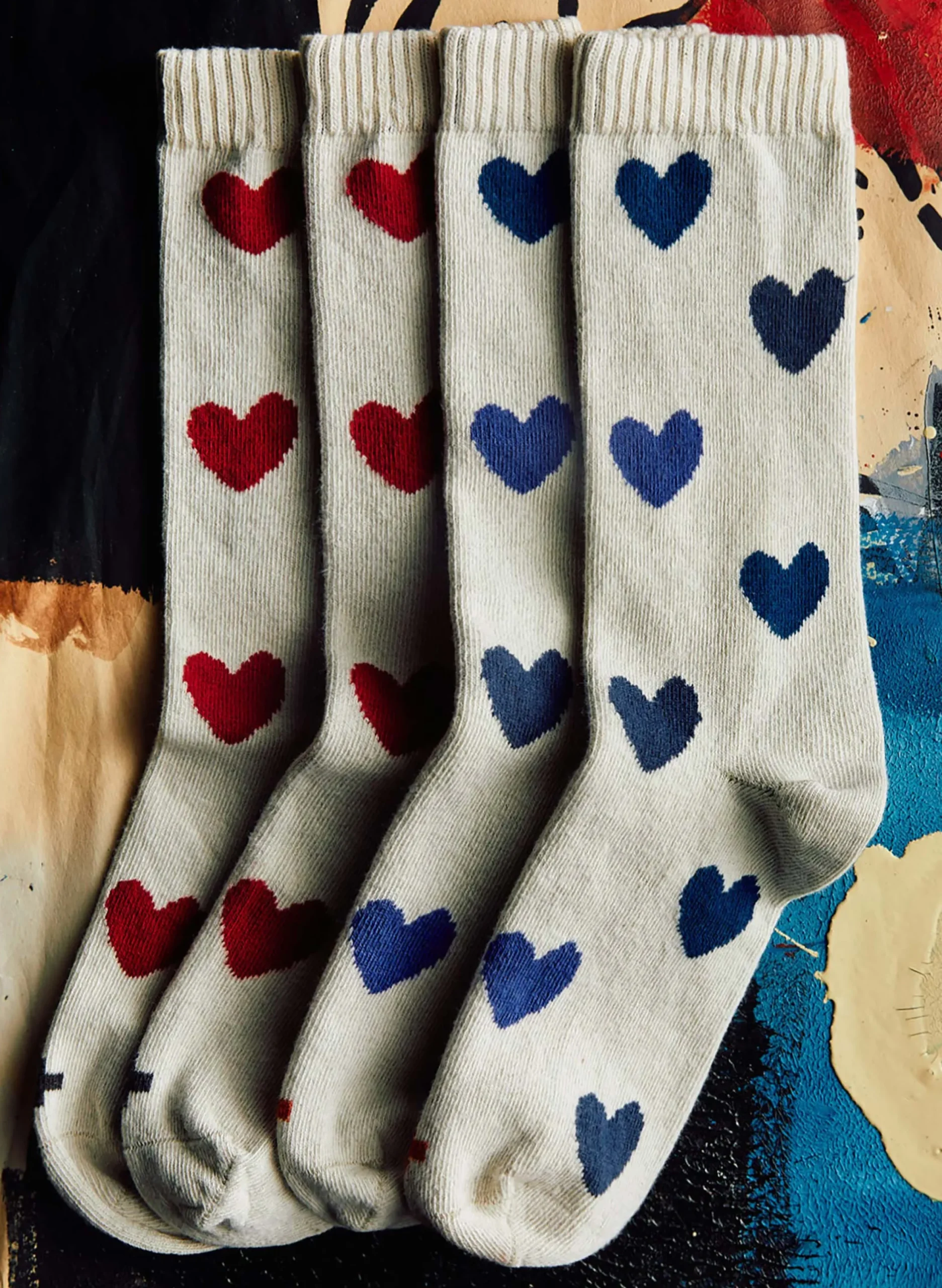 imogene + willie Blue Heart Sock In Natural|Women Accessories|Accessories