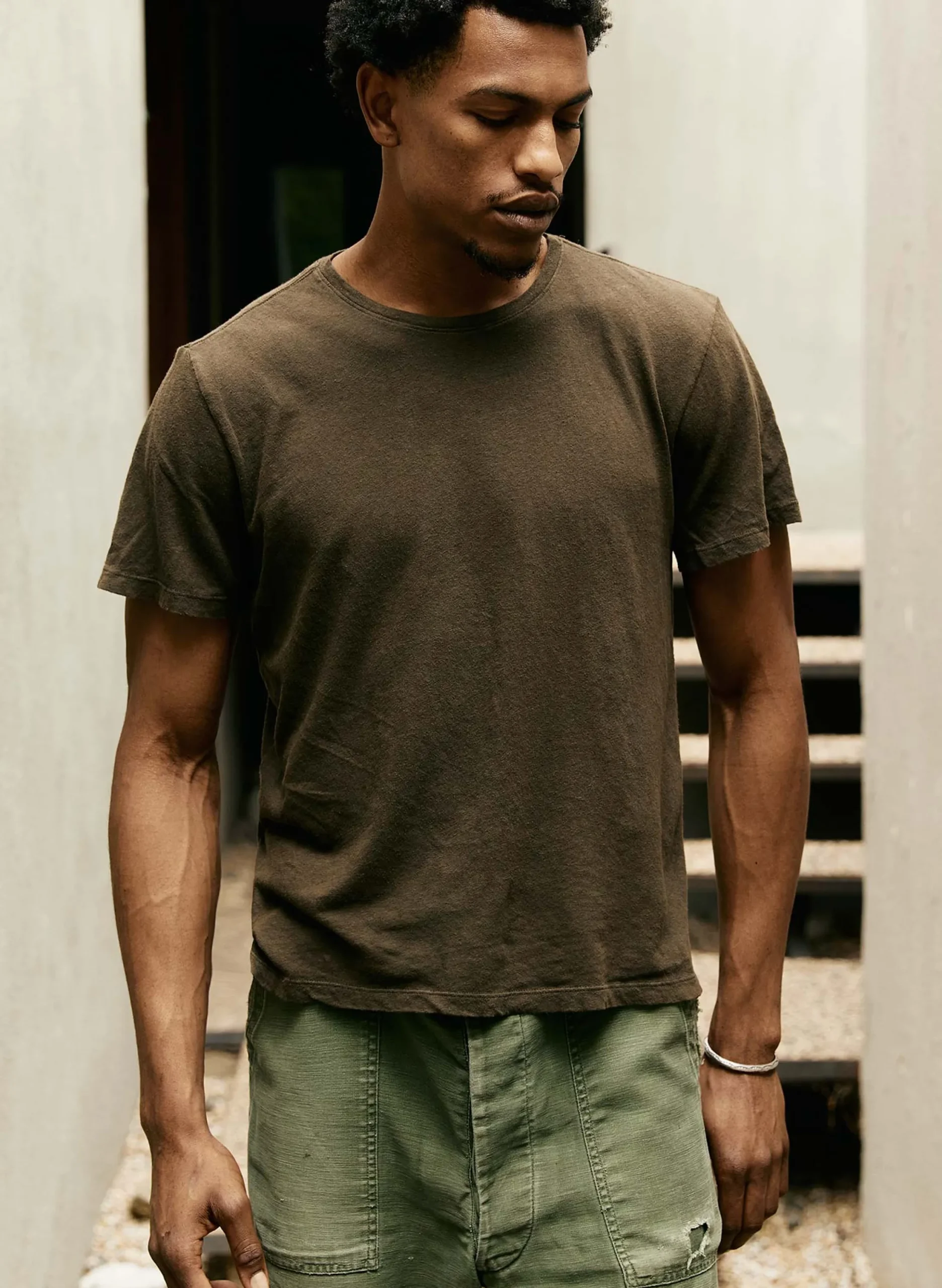 imogene + willie Cotton Hemp Crew In Olive| T-Shirts