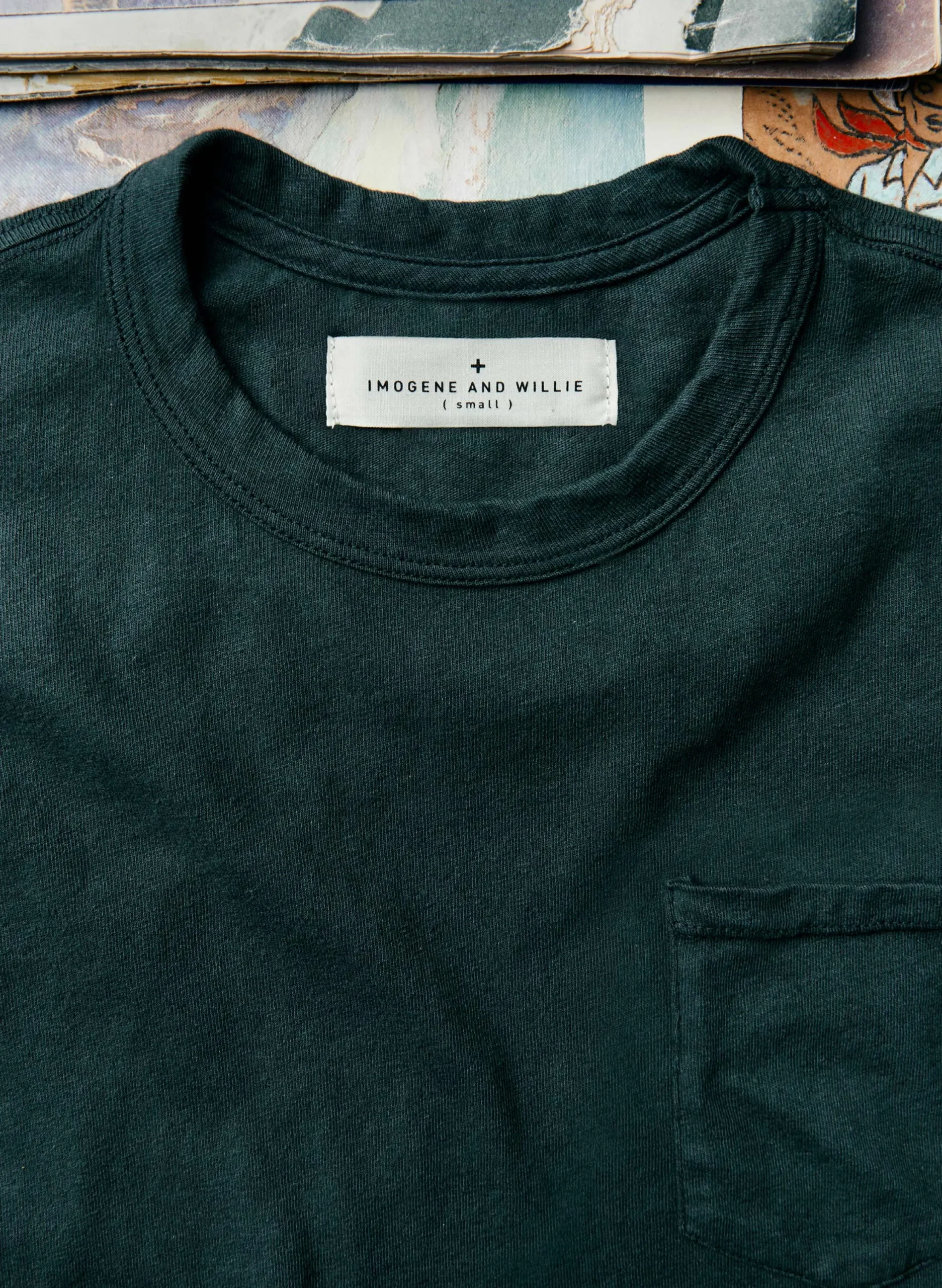 imogene + willie Dark Green Knit Pocket Tee| T-Shirts