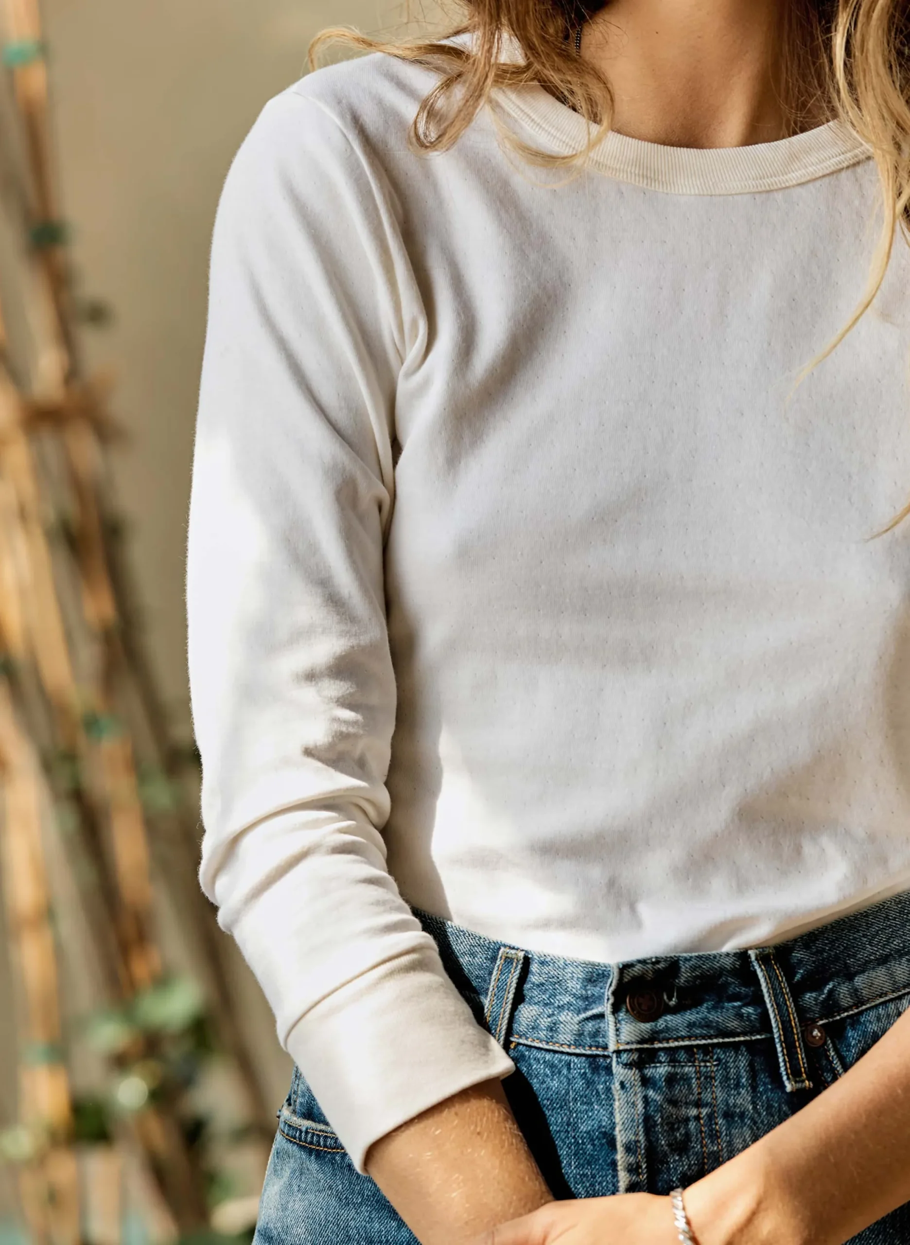 imogene + willie Double Knit Thermal Crew In Ivory|Women Tees + Tanks|Knits & Sweaters