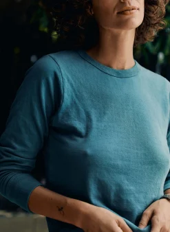 imogene + willie Double Knit Thermal Crew In Teal|Women Tees + Tanks|Knits & Sweaters