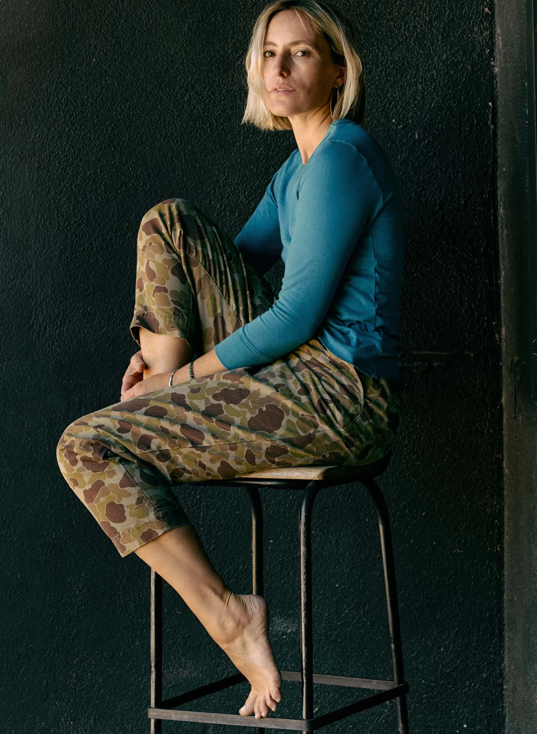 imogene + willie Double Knit Thermal Crew In Teal|Women Tees + Tanks|Knits & Sweaters