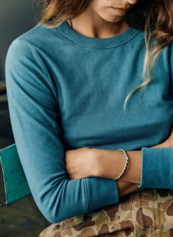 imogene + willie Double Knit Thermal Crew In Teal|Women Tees + Tanks|Knits & Sweaters