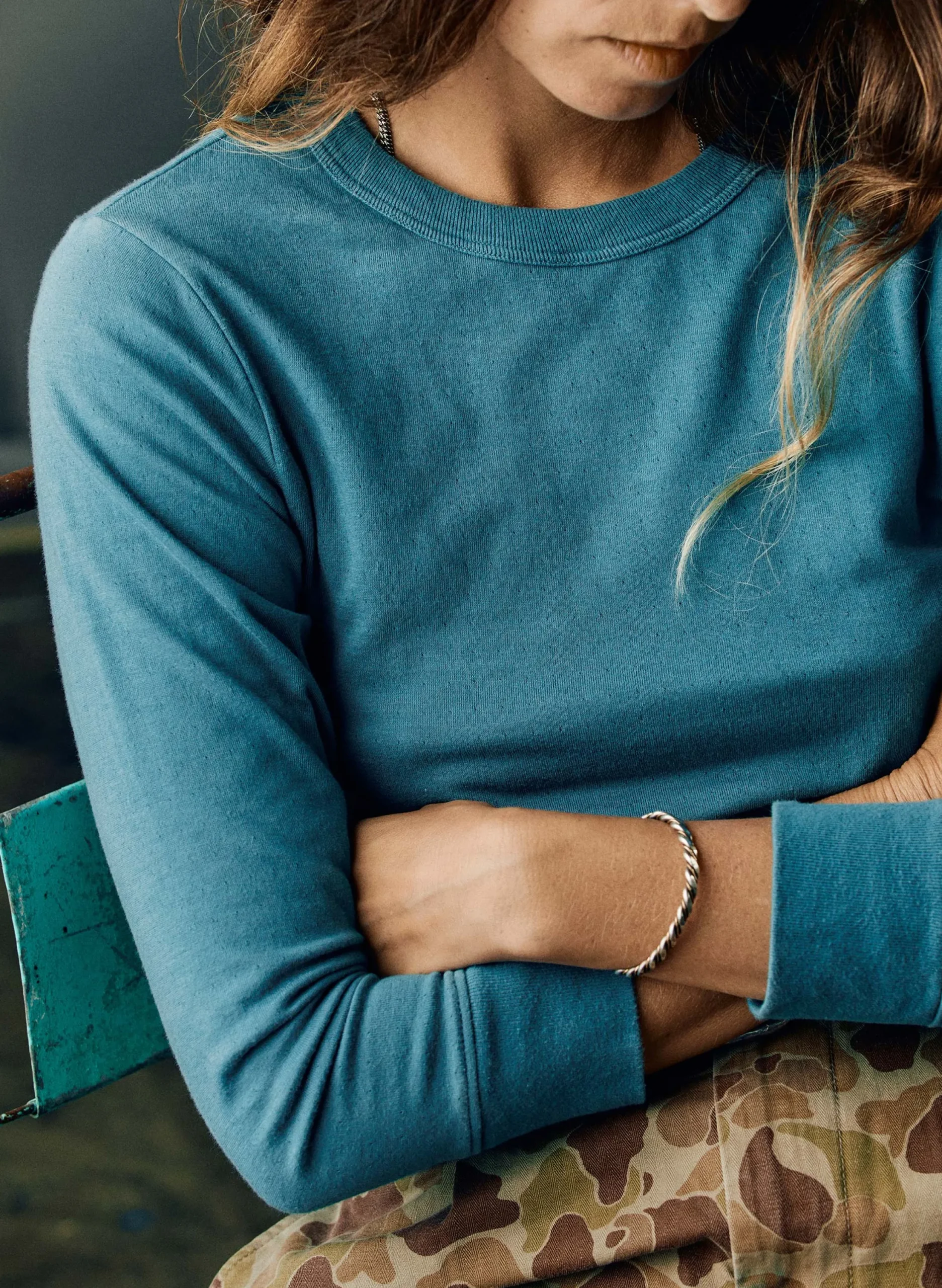 imogene + willie Double Knit Thermal Crew In Teal|Women Tees + Tanks|Knits & Sweaters