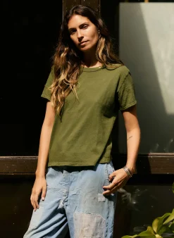 imogene + willie Drop Tee In Olive|Women Tees + Tanks