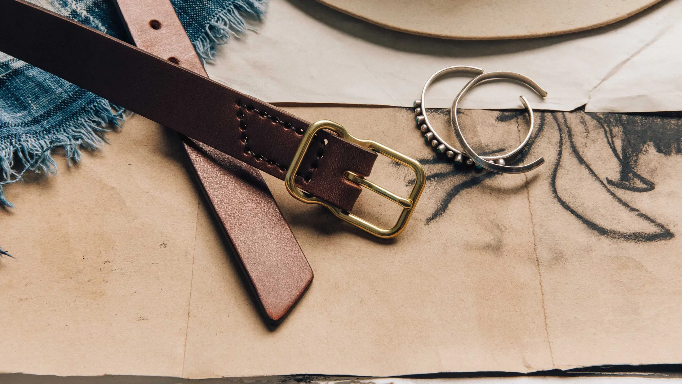 imogene + willie Emil Erwin Narrow Signature Belt In Walnut|Women Accessories|Accessories