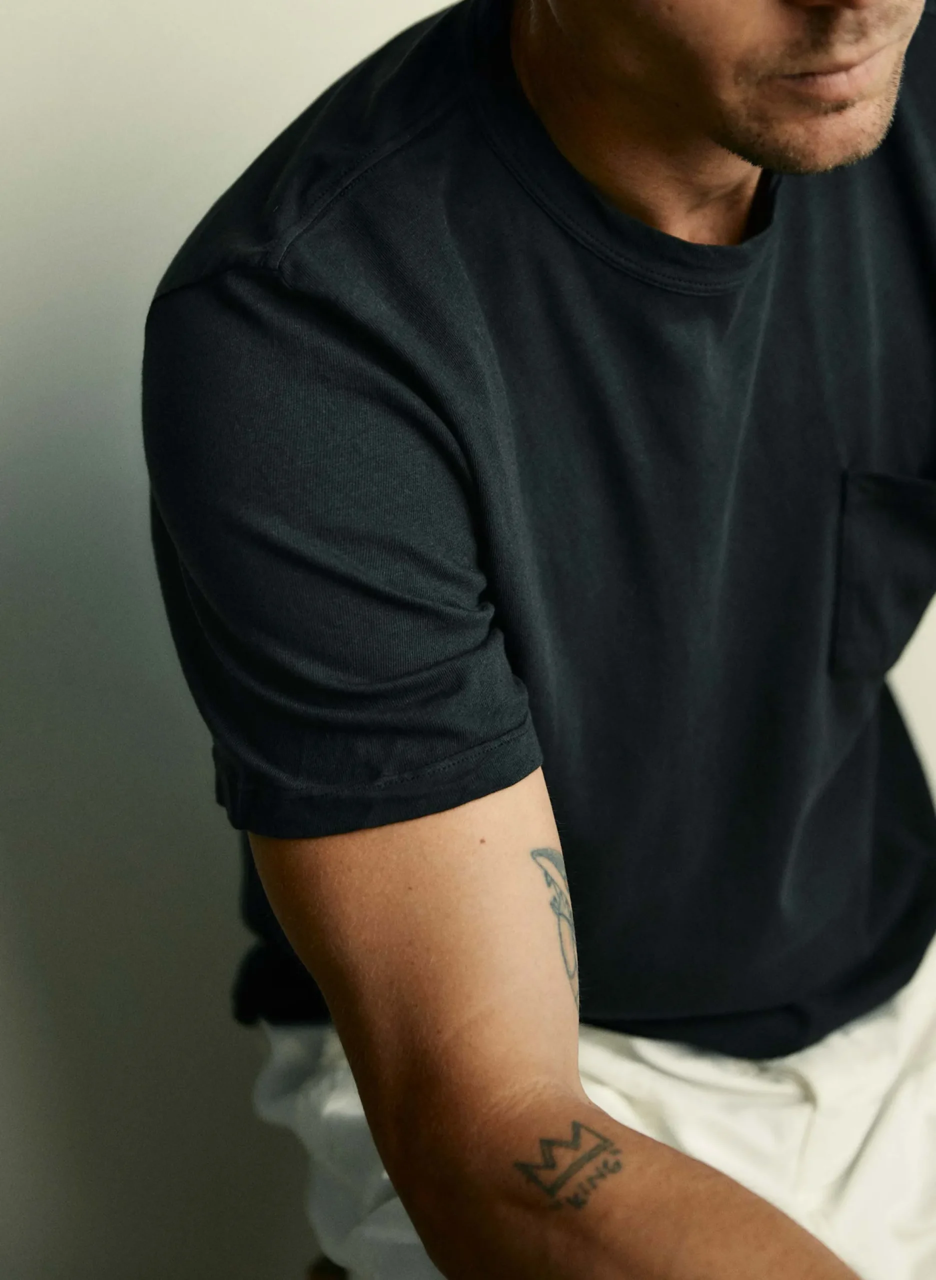 imogene + willie Faded Black Knit Pocket Tee| T-Shirts