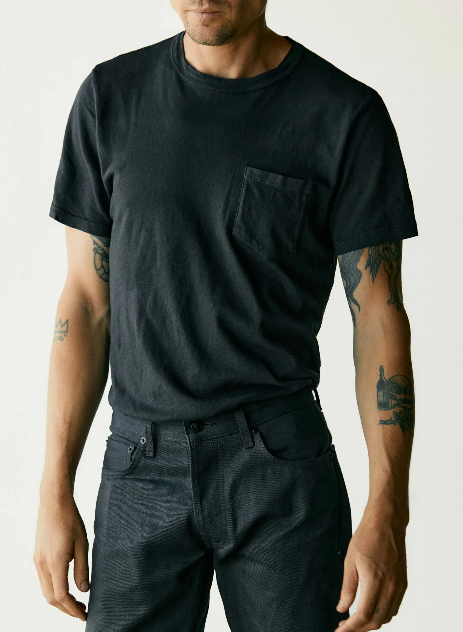imogene + willie Faded Black Knit Pocket Tee| T-Shirts