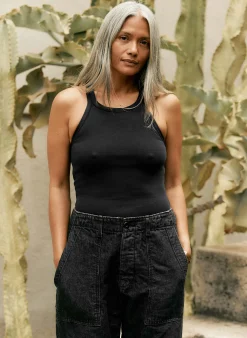 imogene + willie Faded Black Ribbed Racerback Tank|Women Tees + Tanks