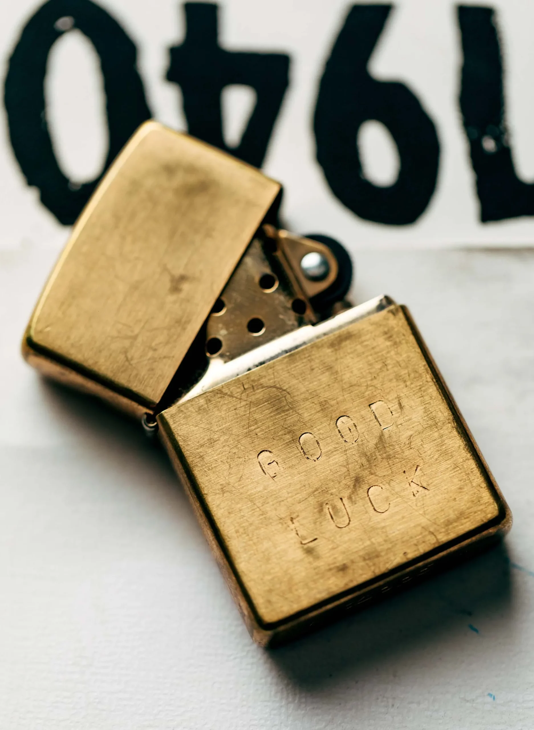 imogene + willie Hand Stamped "good Luck" Zippo|Women Home Goods|Home Goods