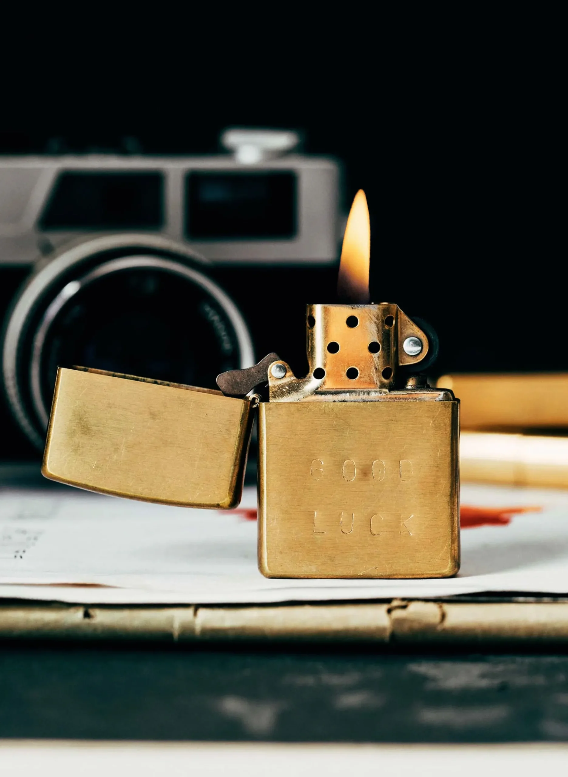 imogene + willie Hand Stamped "good Luck" Zippo|Women Home Goods|Home Goods