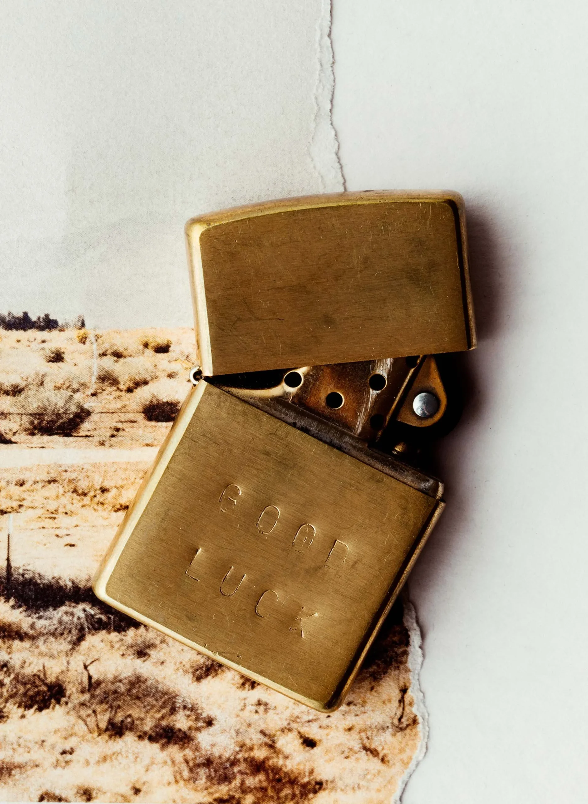 imogene + willie Hand Stamped "good Luck" Zippo|Women Home Goods|Home Goods