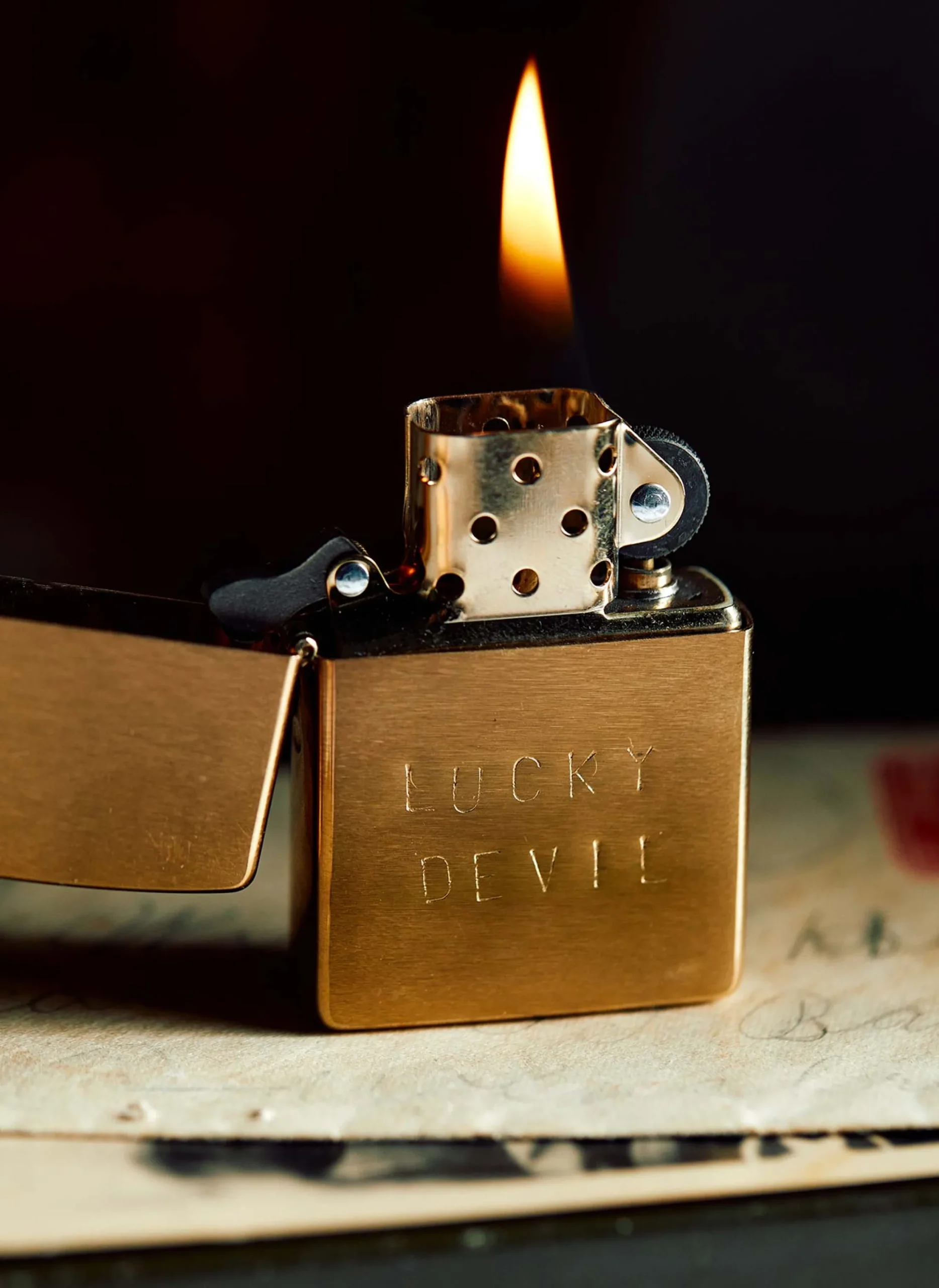 imogene + willie Hand Stamped "lucky Devil" Zippo|Women Home Goods|Home Goods