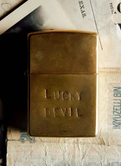 imogene + willie Hand Stamped "lucky Devil" Zippo|Women Home Goods|Home Goods