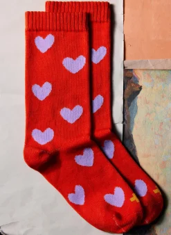 imogene + willie Heart Sock In Poppy|Women Accessories|Accessories