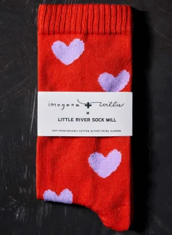 imogene + willie Heart Sock In Poppy|Women Accessories|Accessories