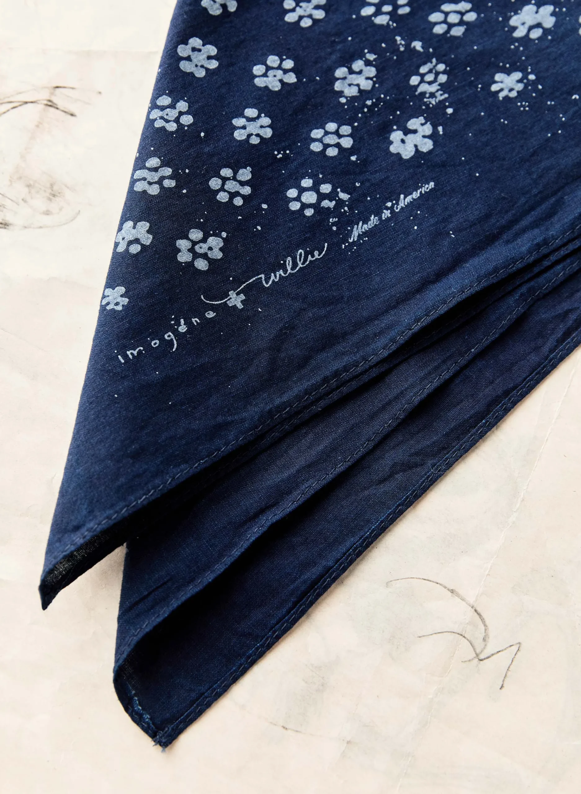 imogene + willie Indigo "flower Print" Bandana|Women Accessories|Accessories