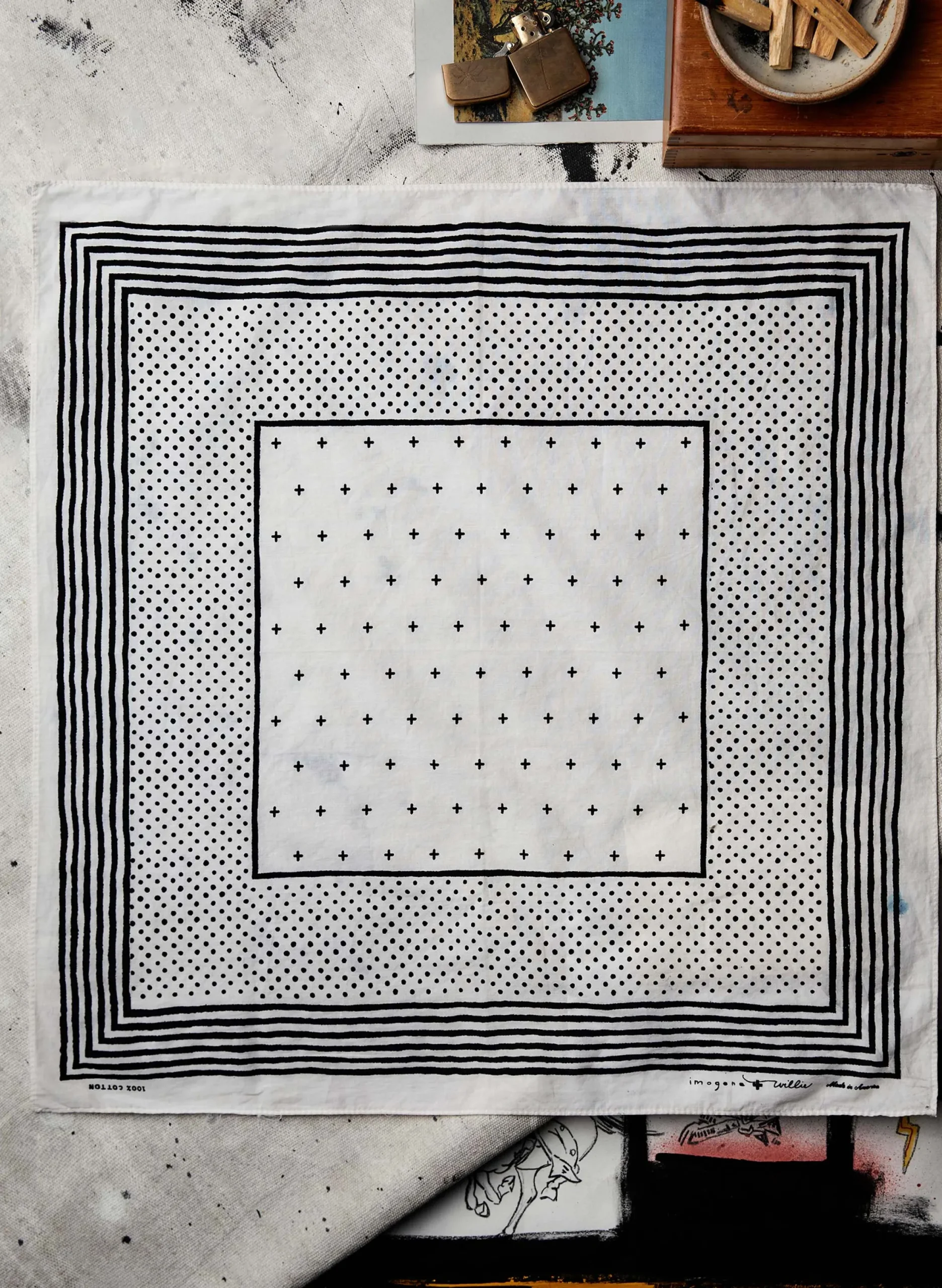 imogene + willie I+w Vintage White Bandana V2|Women Accessories|Accessories