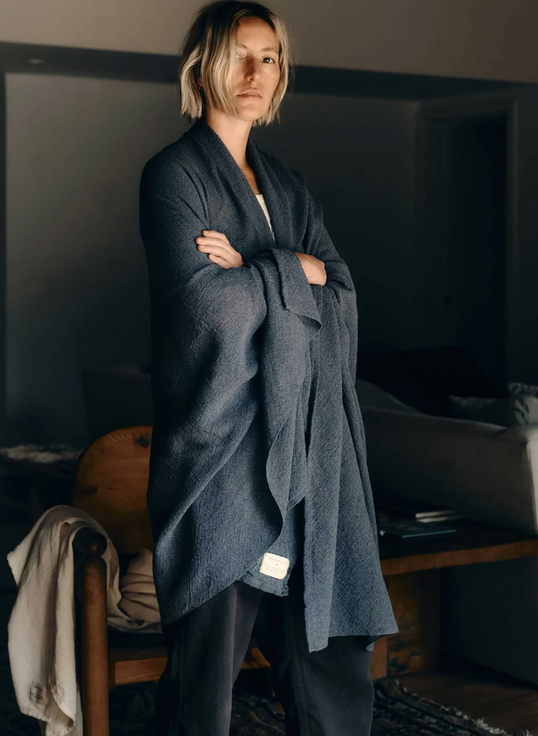 imogene + willie I+w X Family Heirloom Weavers Cotton Throw In Indigo|Women Home Goods|Home Goods