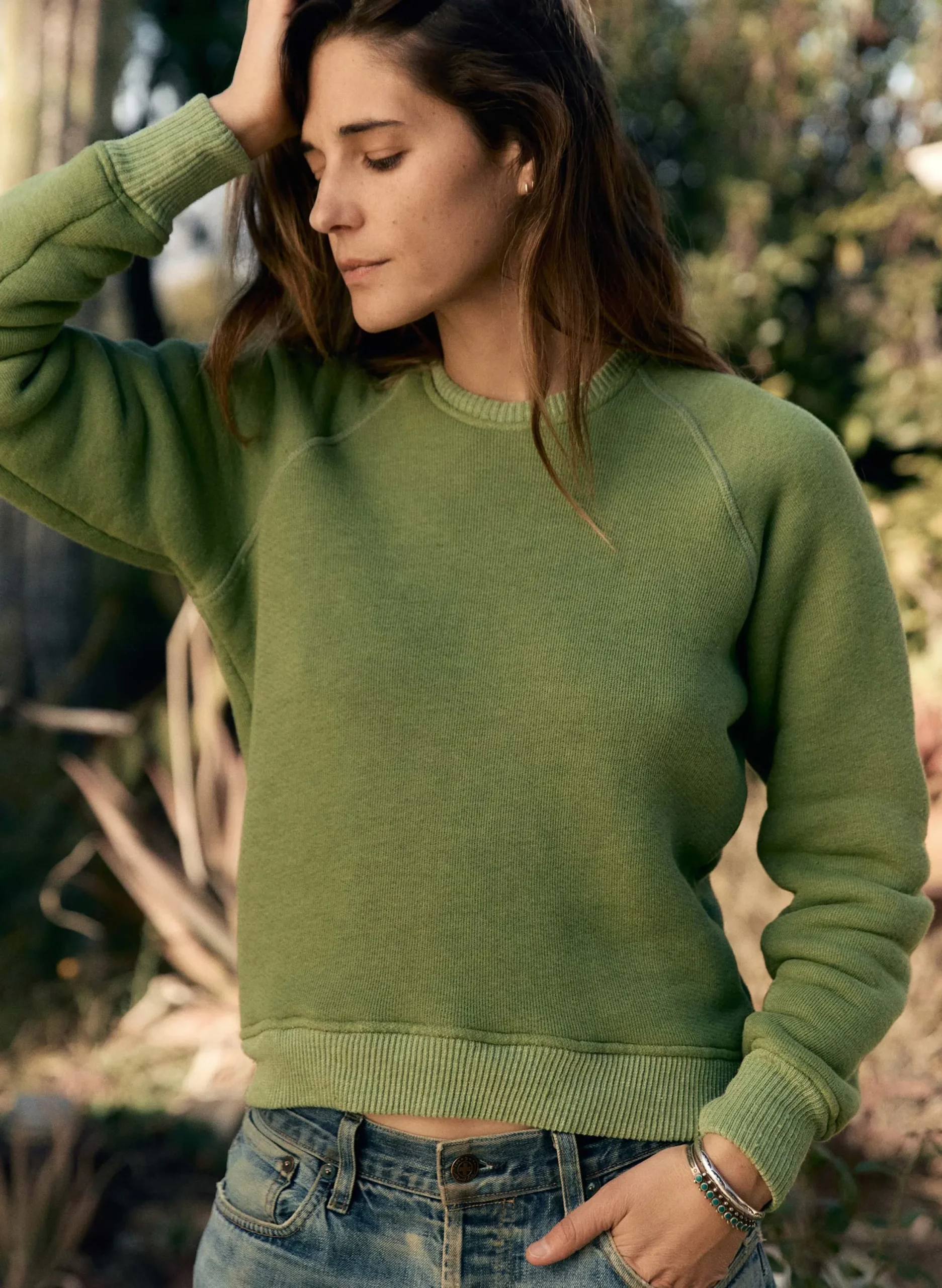 imogene + willie Lana Raglan Sweatshirt In Sage|Women Knits & Sweaters
