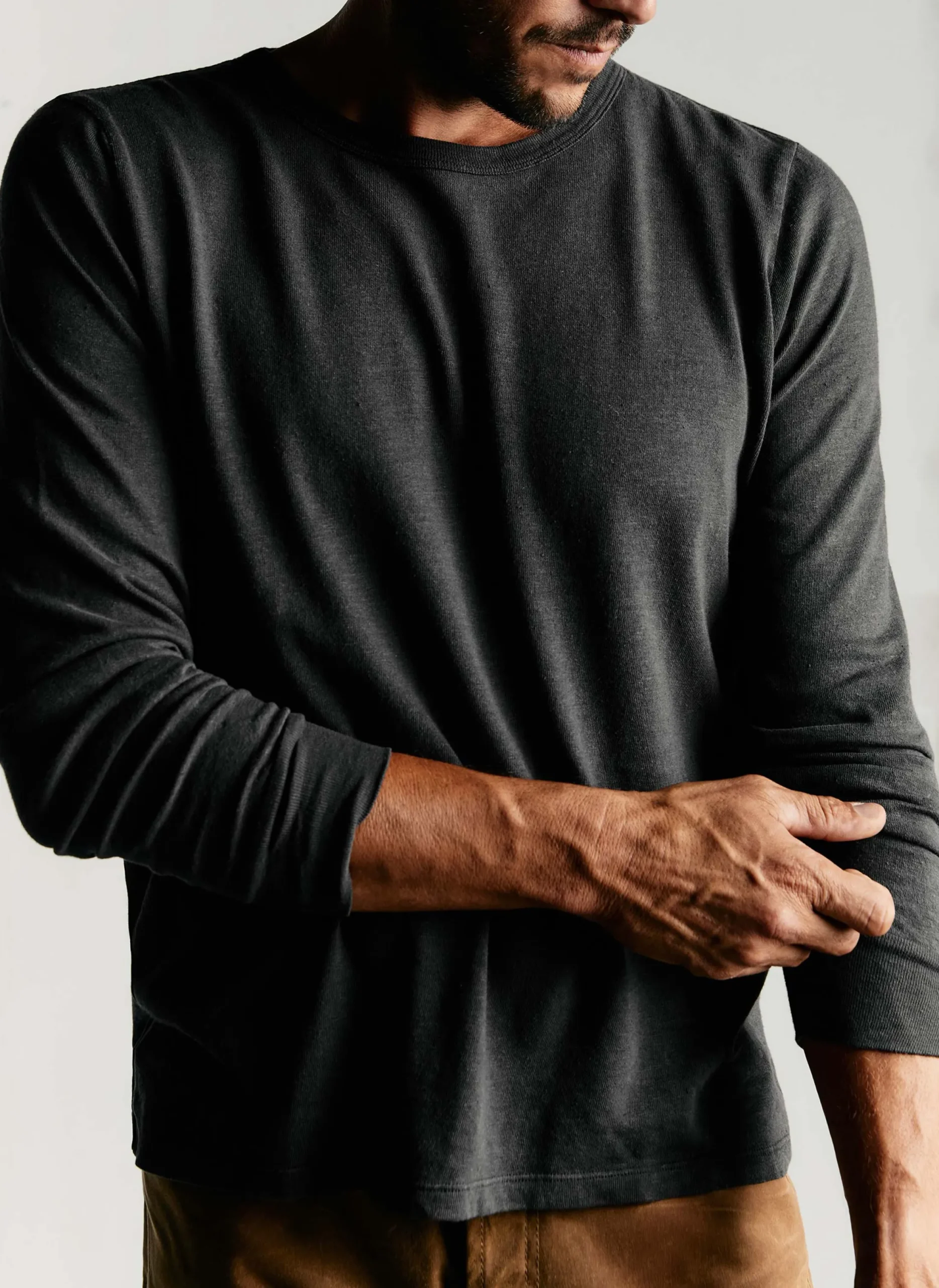 imogene + willie Long Sleeve Faded Black Crew| Knits & Sweaters