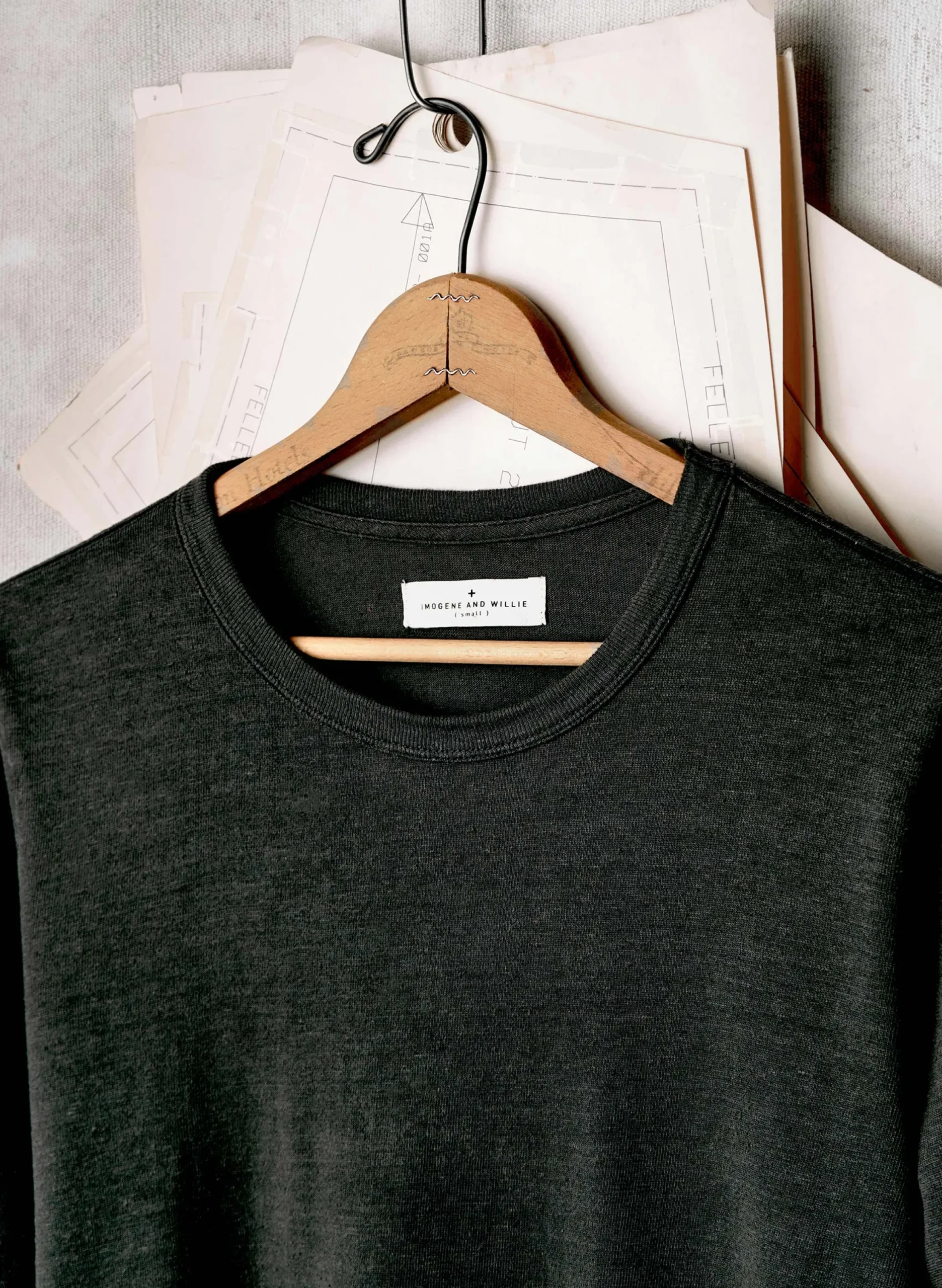 imogene + willie Long Sleeve Faded Black Crew| Knits & Sweaters