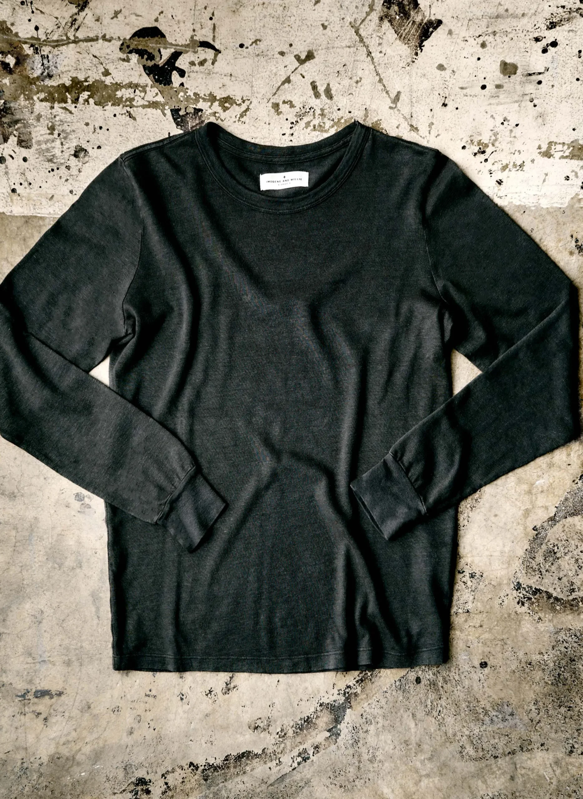 imogene + willie Long Sleeve Faded Black Crew| Knits & Sweaters