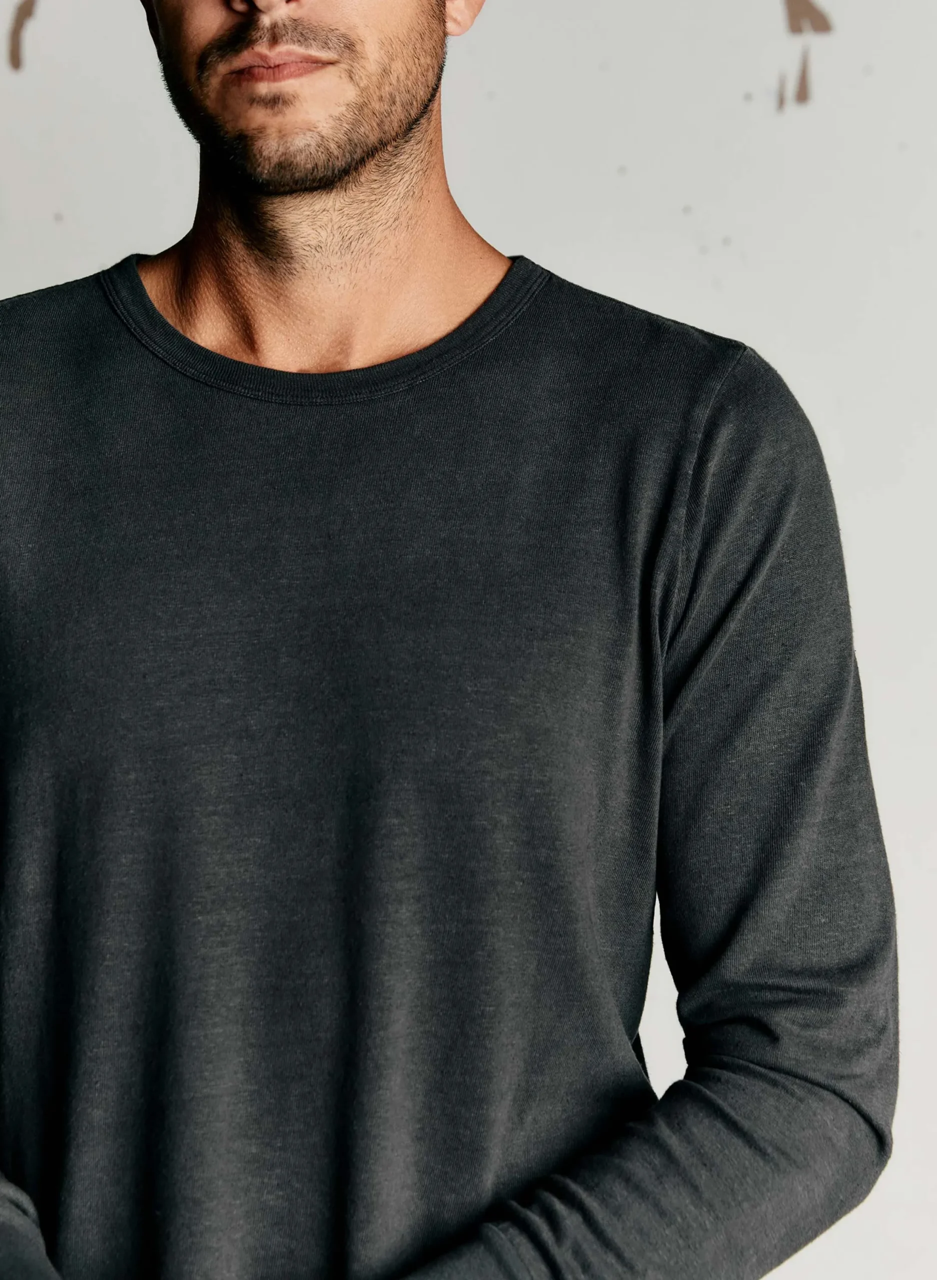 imogene + willie Long Sleeve Faded Black Crew| Knits & Sweaters