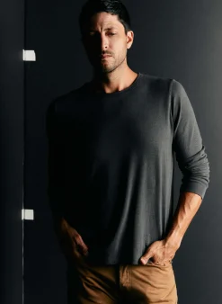 imogene + willie Long Sleeve Faded Black Crew| Knits & Sweaters