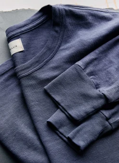 imogene + willie Long Sleeve Faded Steel Crew| T-Shirts