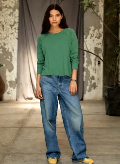 imogene + willie Long Sleeve Raglan In Spruce|Women Tees + Tanks|Knits & Sweaters