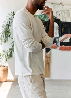 imogene + willie Long Sleeve Vintage White Crew| T-Shirts