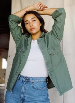imogene + willie Military Shirt Jacket In Fatigue Green|Women Shirts|Shirts
