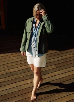 imogene + willie Military Shirt Jacket In Fatigue Green|Women Shirts|Shirts