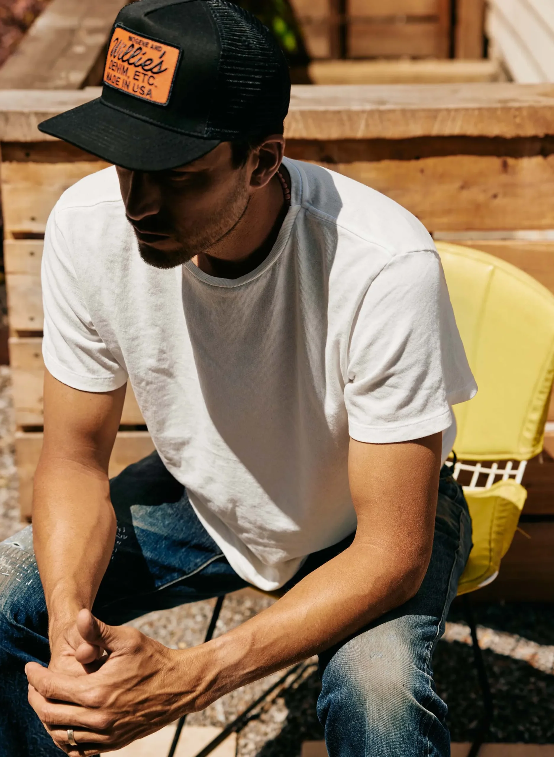 imogene + willie Novel Knit White Crew| T-Shirts