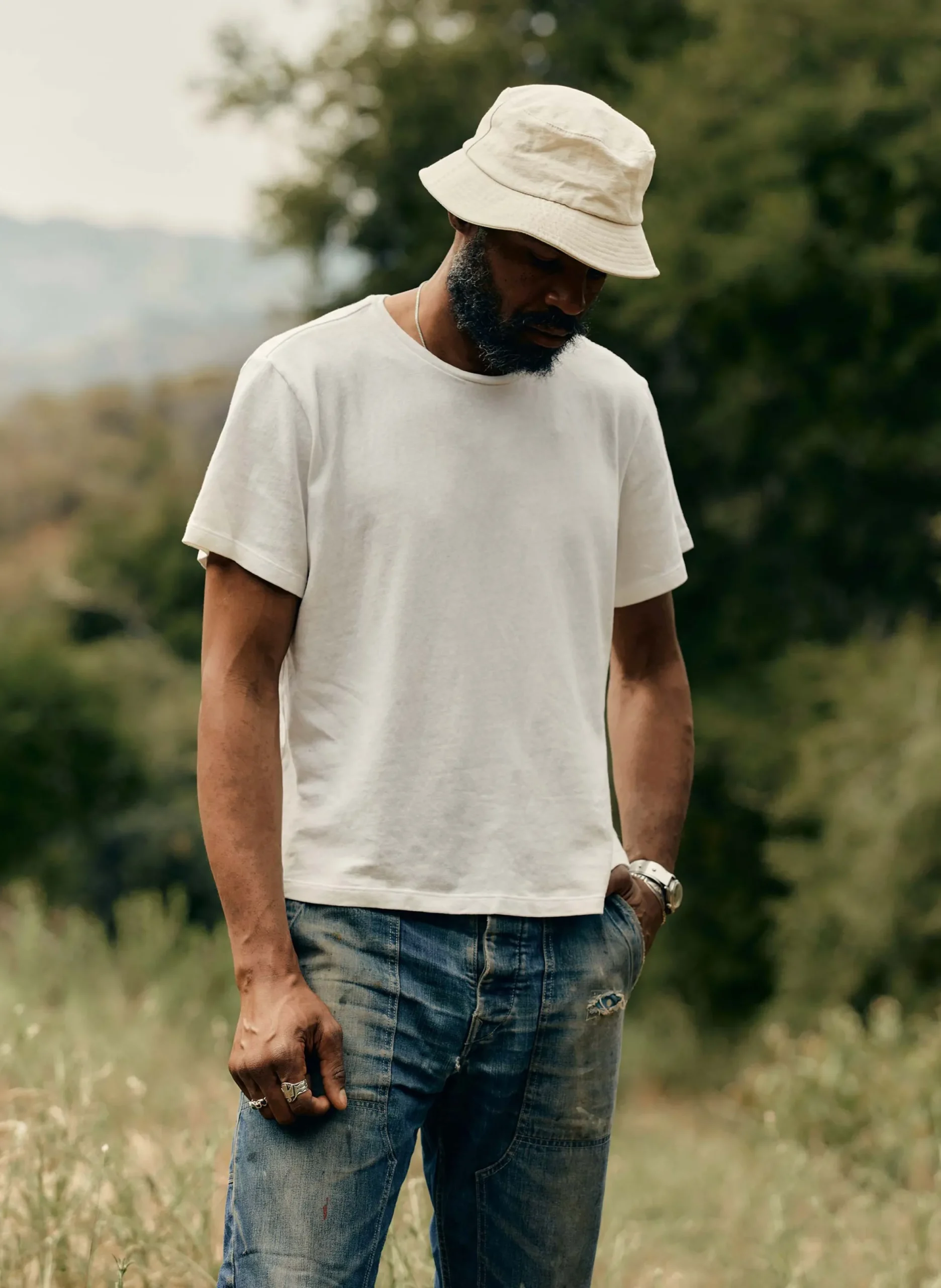 imogene + willie Novel Knit White Crew| T-Shirts