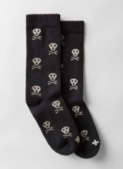 imogene + willie Skull Sock In Charcoal|Women Accessories|Accessories