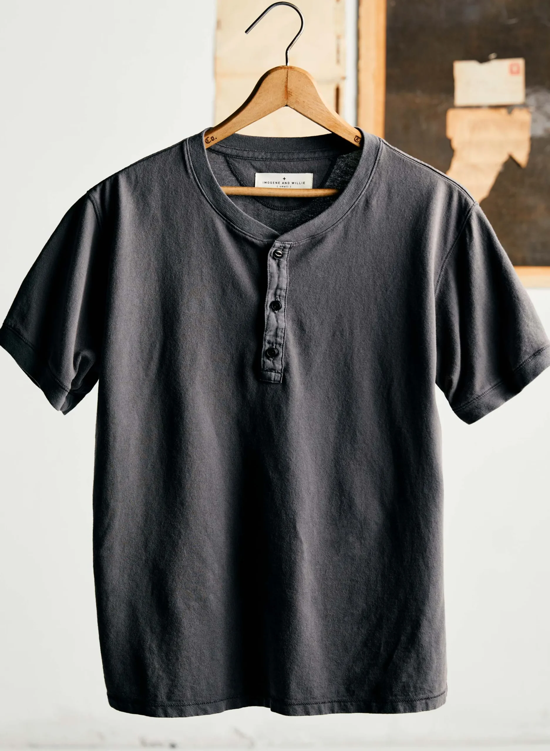 imogene + willie S/s Henley In Faded Black| Knits & Sweaters