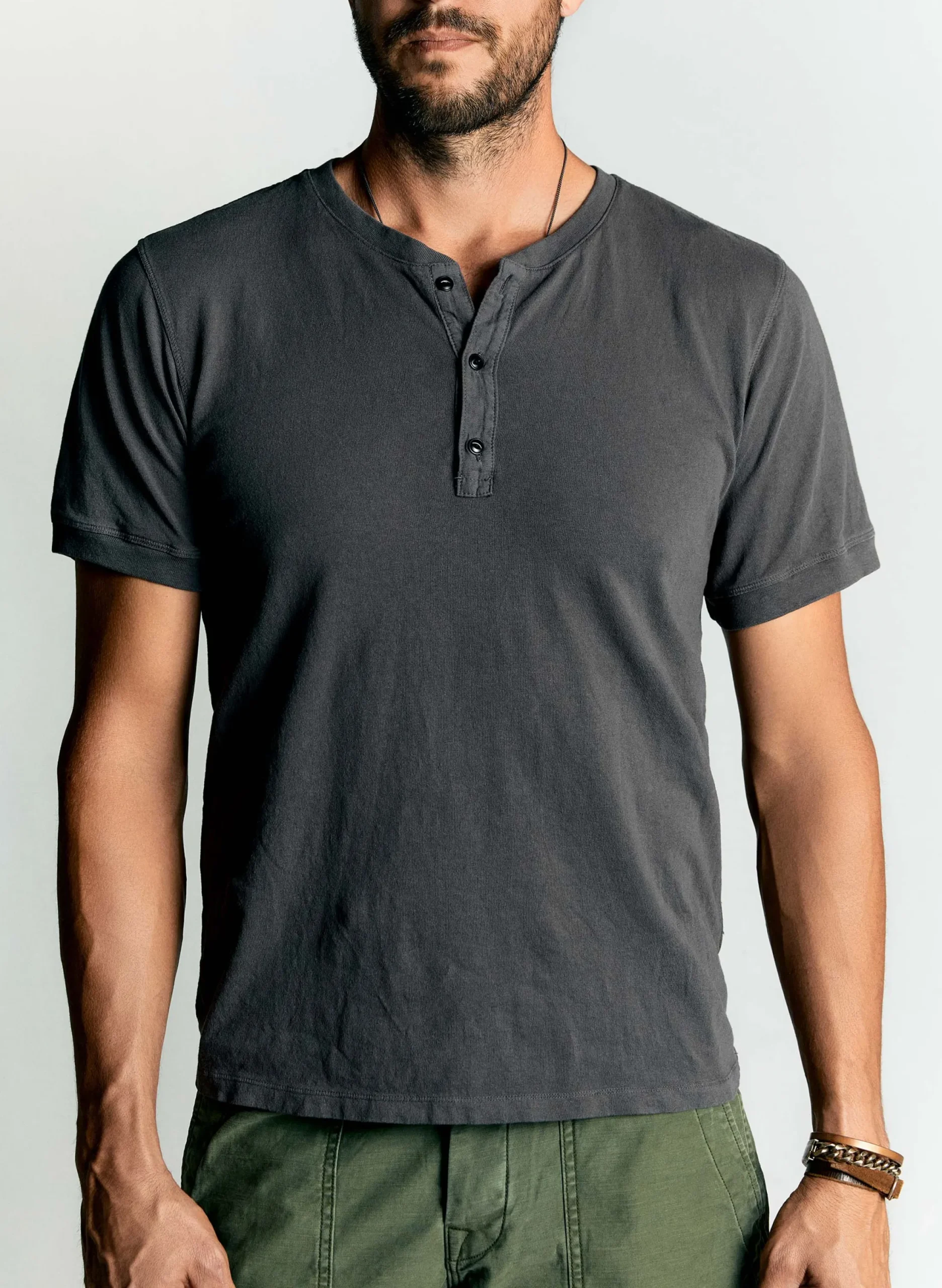 imogene + willie S/s Henley In Faded Black| Knits & Sweaters