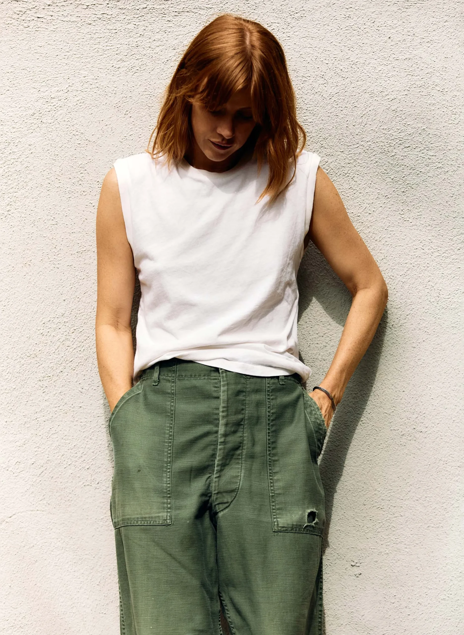imogene + willie The Cotton Muscle Tee In Vintage White|Women Tees + Tanks