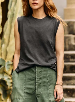 imogene + willie The Cotton Muscle Tee In Faded Black|Women Tees + Tanks