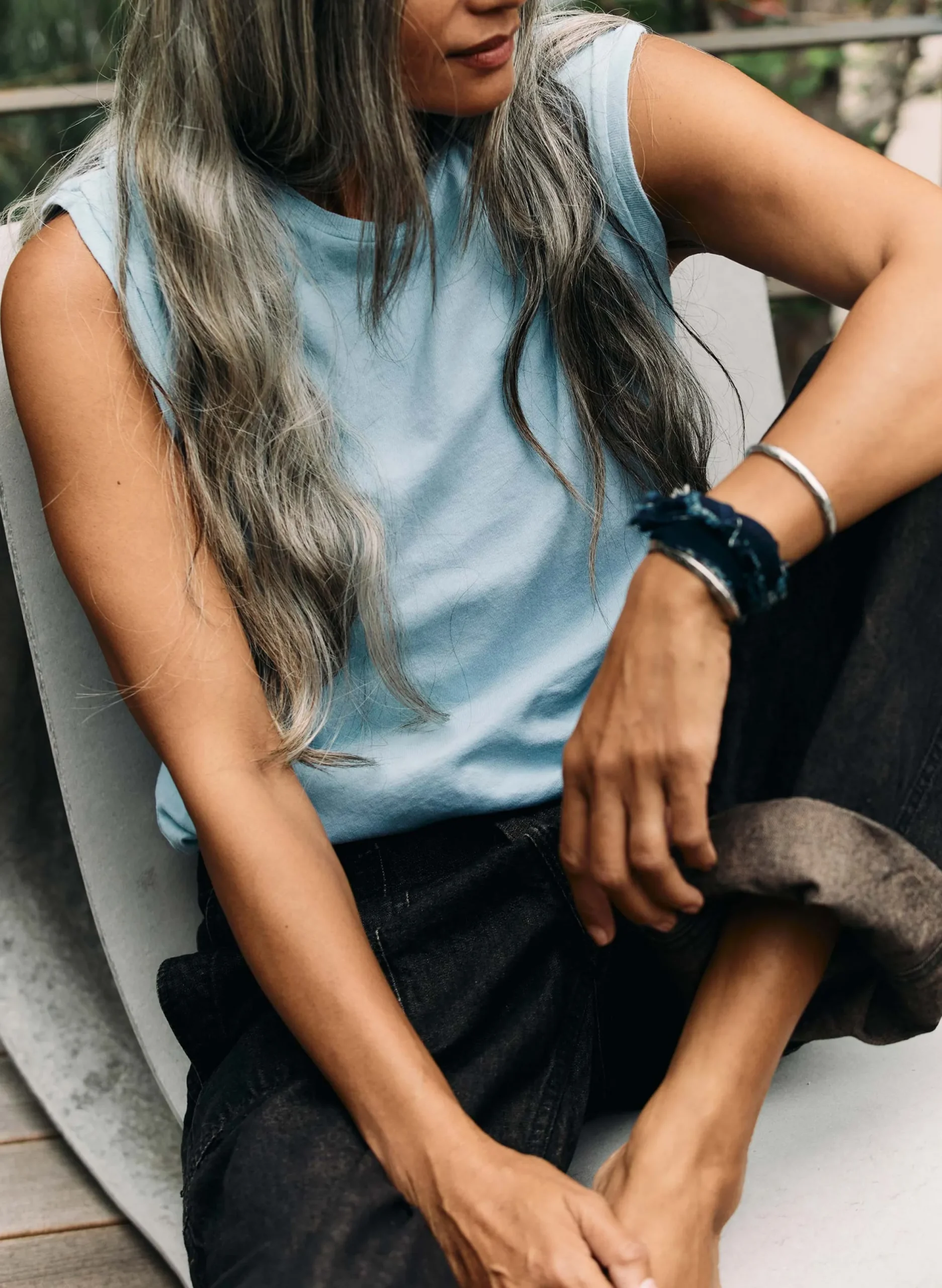 imogene + willie The Cotton Muscle Tee In Sky Blue|Women Tees + Tanks