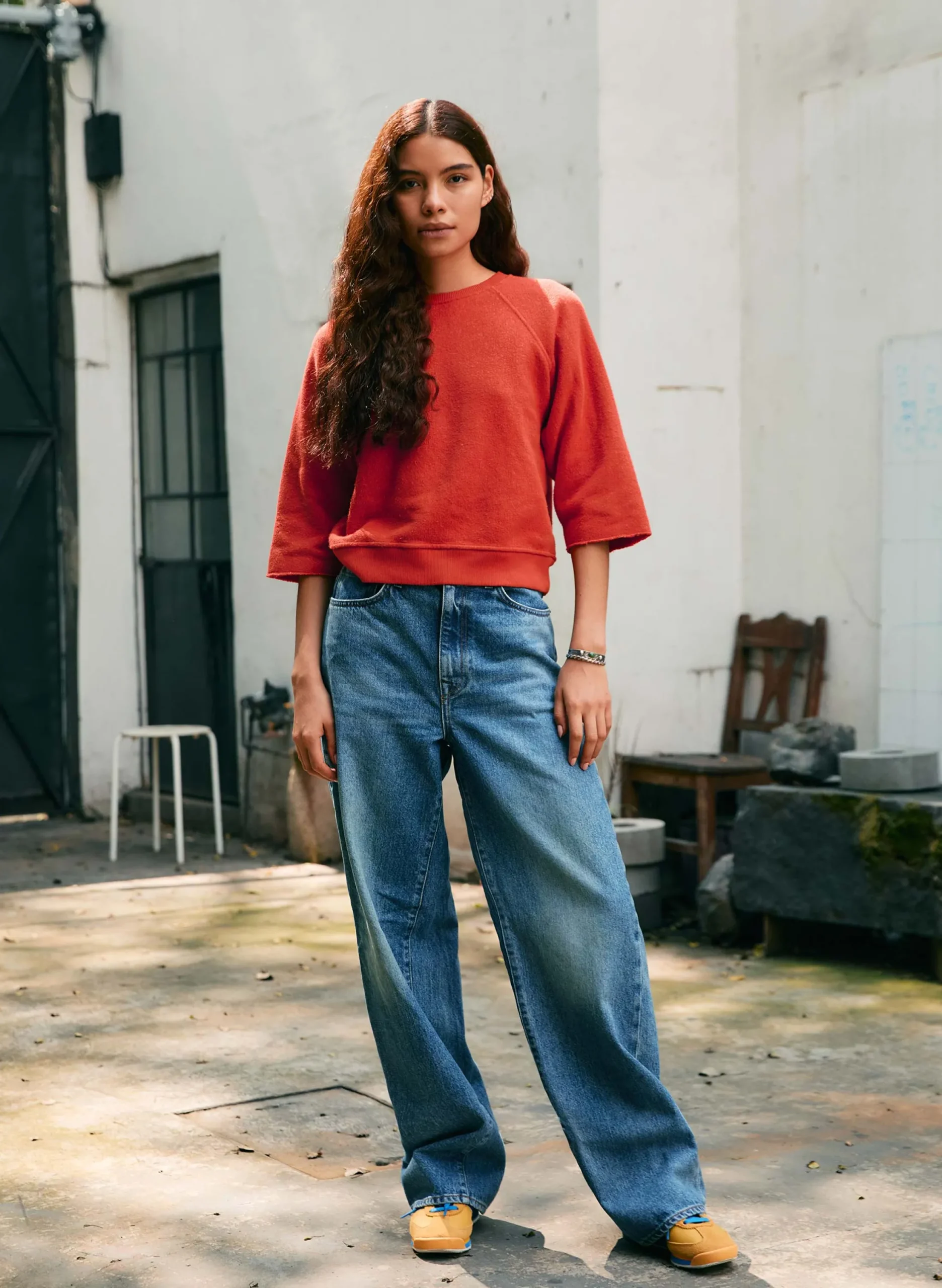 imogene + willie The Cut Sleeve Sweatshirt In Poppy|Women Knits & Sweaters