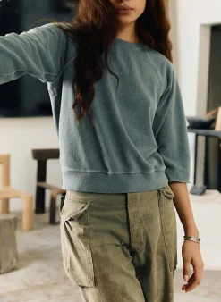 imogene + willie The Cut Sleeve Sweatshirt In Sage|Women Knits & Sweaters