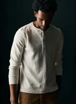 imogene + willie The Knit Waffle Henley In Vintage White| Knits & Sweaters