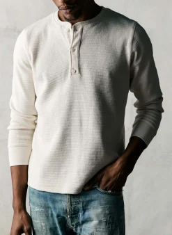 imogene + willie The Knit Waffle Henley In Vintage White| Knits & Sweaters