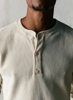 imogene + willie The Knit Waffle Henley In Vintage White| Knits & Sweaters
